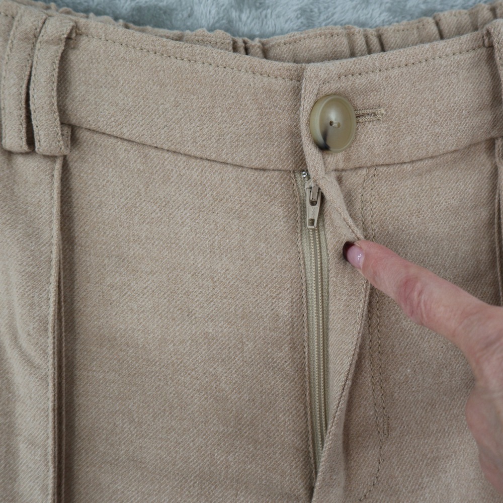 Vince Wide Leg Cargo Pant Women 12 Tan Utility High Rise E-Girl Granola Wool NWT - Picture 4 of 16
